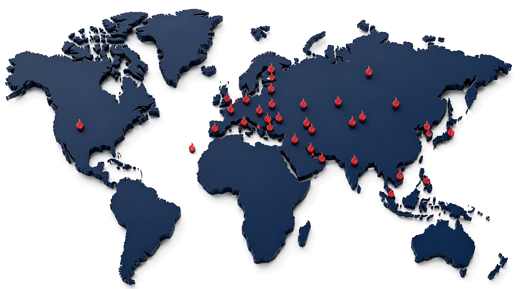 Fipron Canarias global fire suppression distribution network across 35+ countries