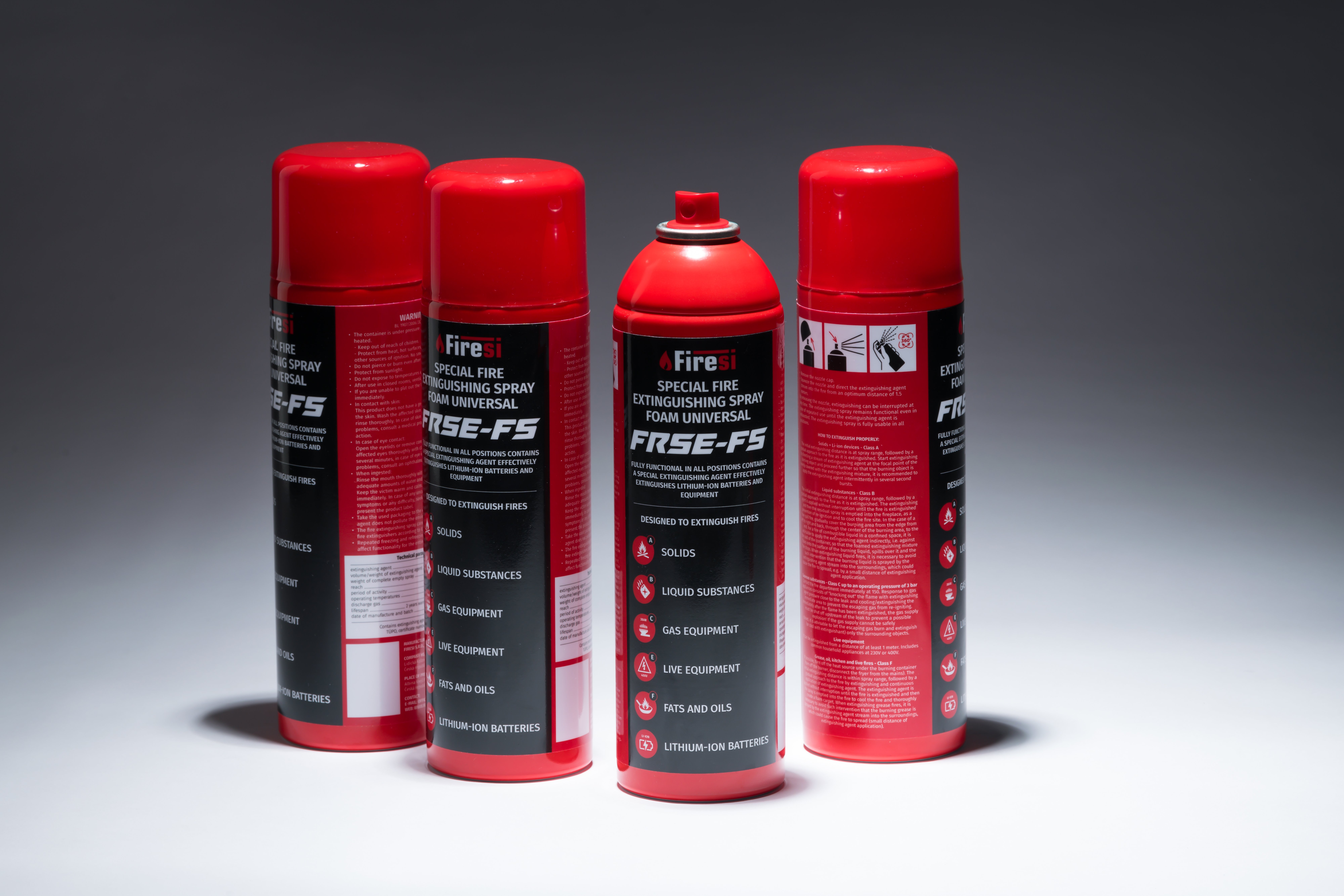 FRS Aerosol 400 ml universal foam extinguishing spray for solids, liquids, gases, metals, fats and lithium-ion fires